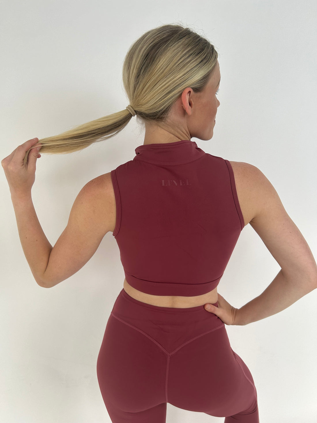 Burgundy Zip Crop Top