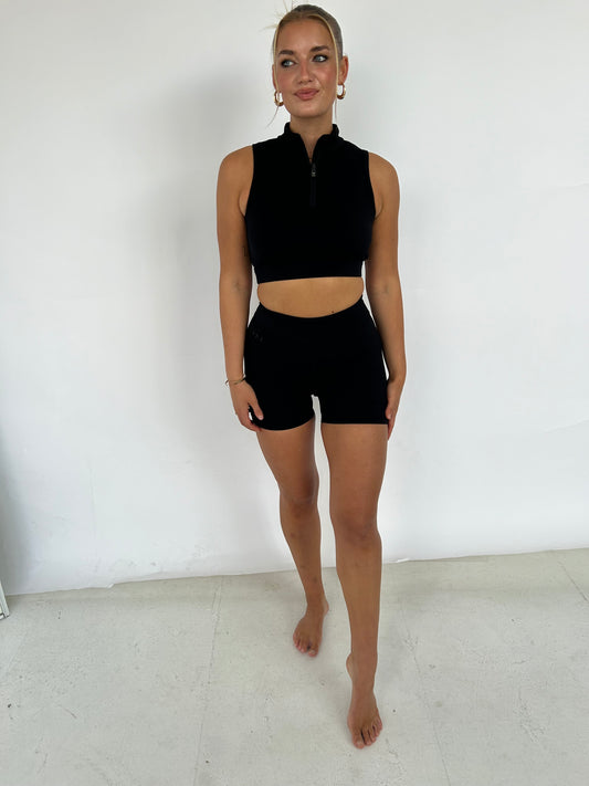 Black Zip Crop Top