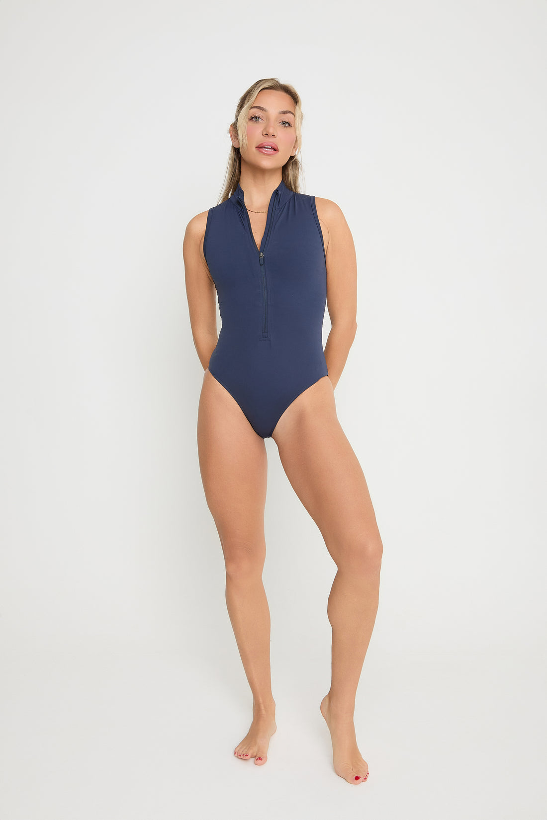 Navy Core Zip Leotard