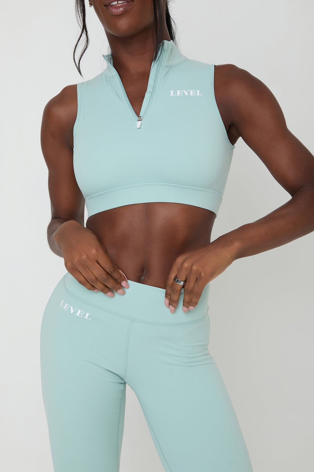 Mint Zip Crop top