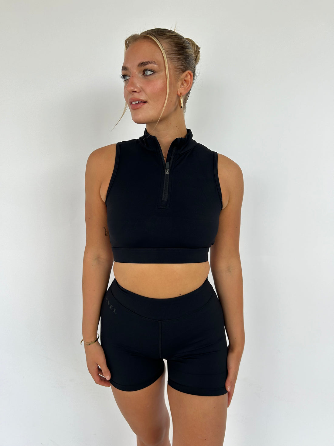 Black Zip Crop Top